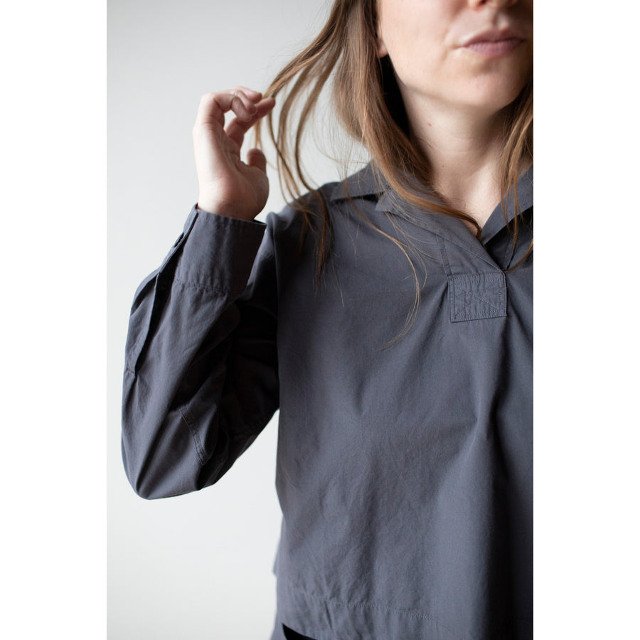 MHL. Kit Shirt in Slate Blue Washed Cotton Poplin