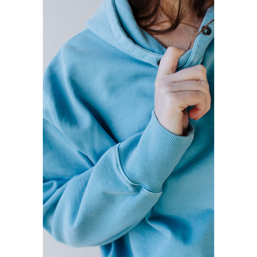 Ichi Antiquités Pigment French Terry Hoodie in Blue