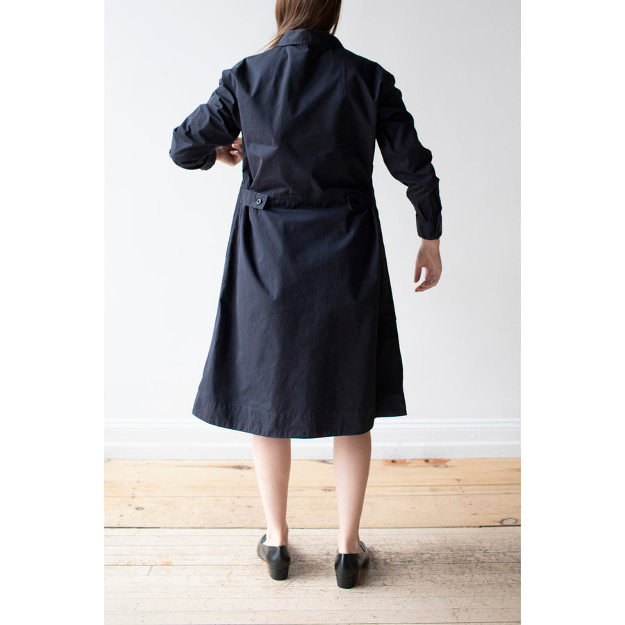 MHL. Tab Waist Dress in Navy Soft Dense Cotton