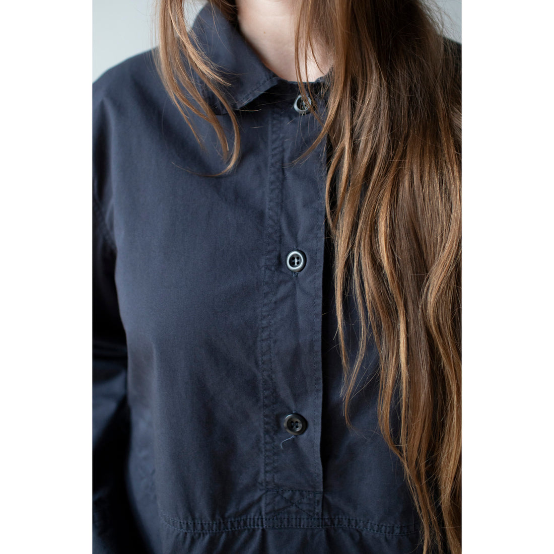 MHL. Tab Waist Dress in Navy Soft Dense Cotton