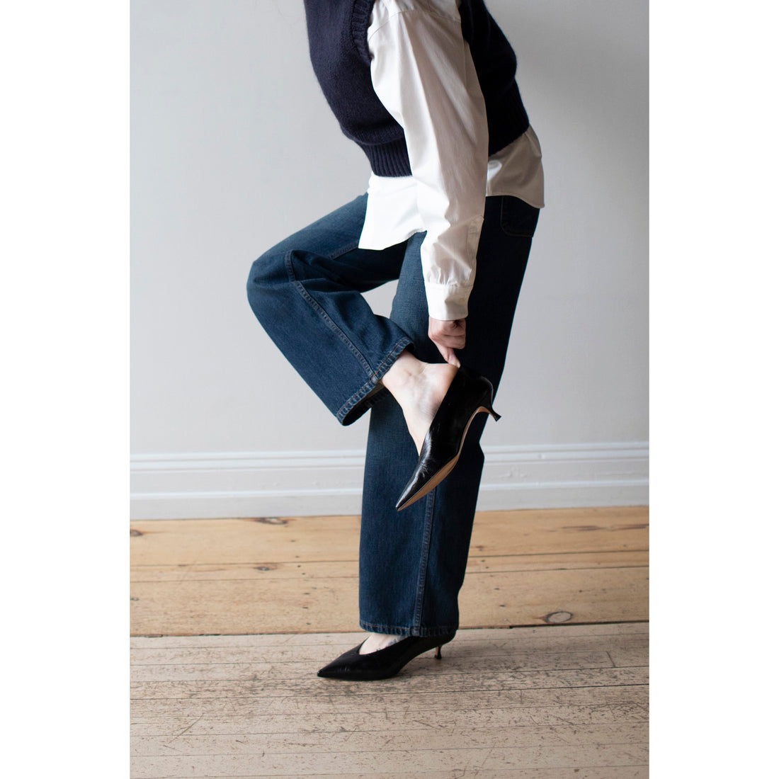 MHL. Longline Shirt in White Compact Cotton Poplin