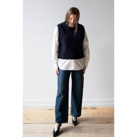 MHL. Chunky Crew Neck Slipover in Rich Navy British Merino