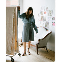 Proche Apron Wrap Capri Shorts in Chambray