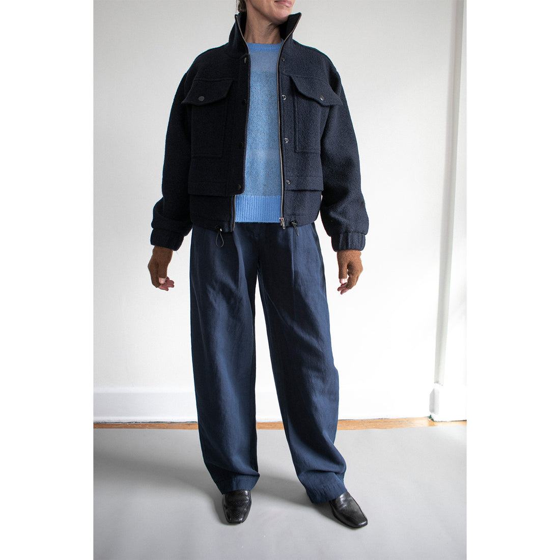 Apiece Apart Selva Cropped Bomber in Midnight