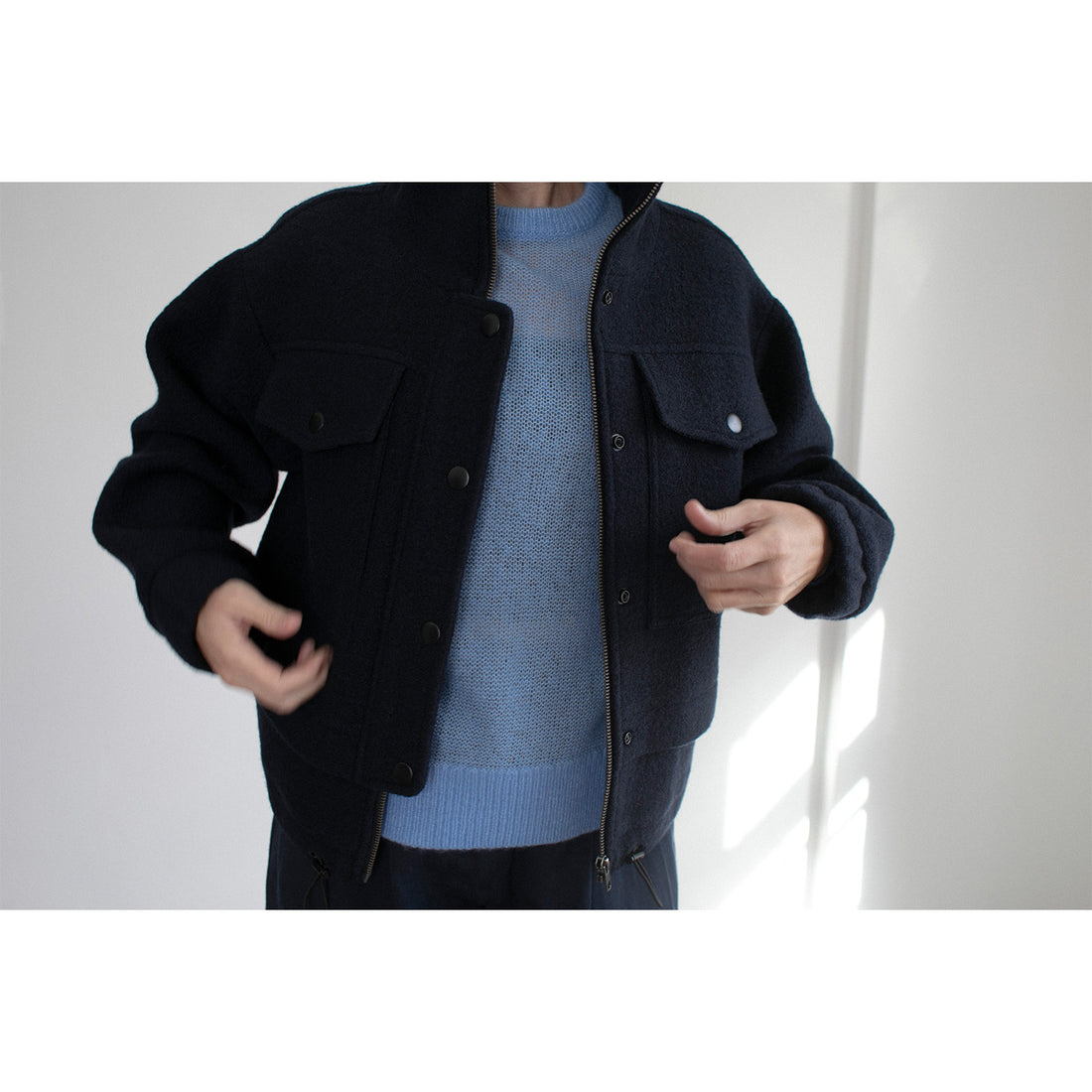 Apiece Apart Selva Cropped Bomber in Midnight
