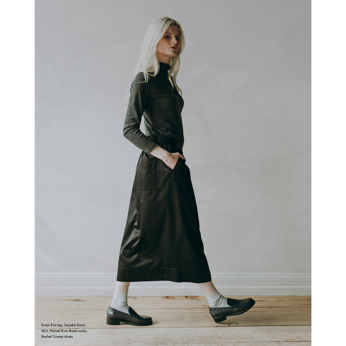 Evam Eva Cotton Cashmere Turtleneck in Charcoal