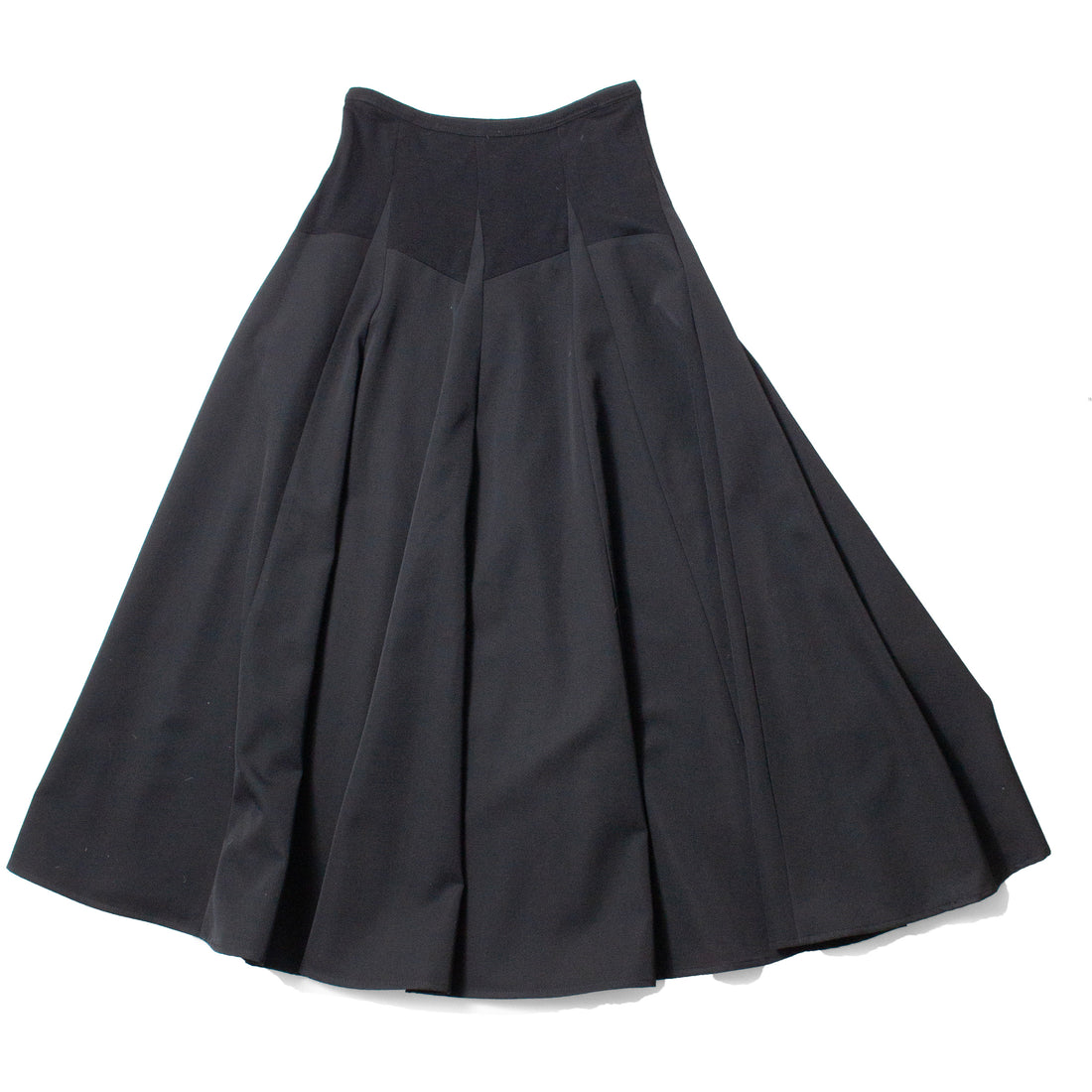 6397 Knit Combo Godet Skirt in Black