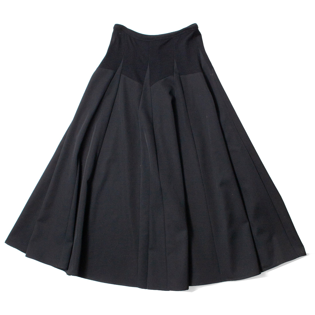 6397 Knit Combo Godet Skirt in Black