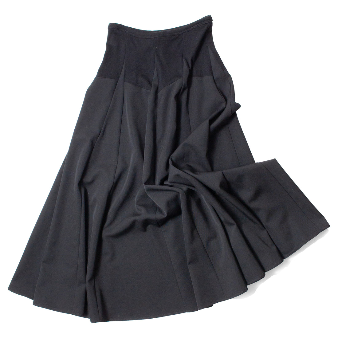 6397 Knit Combo Godet Skirt in Black