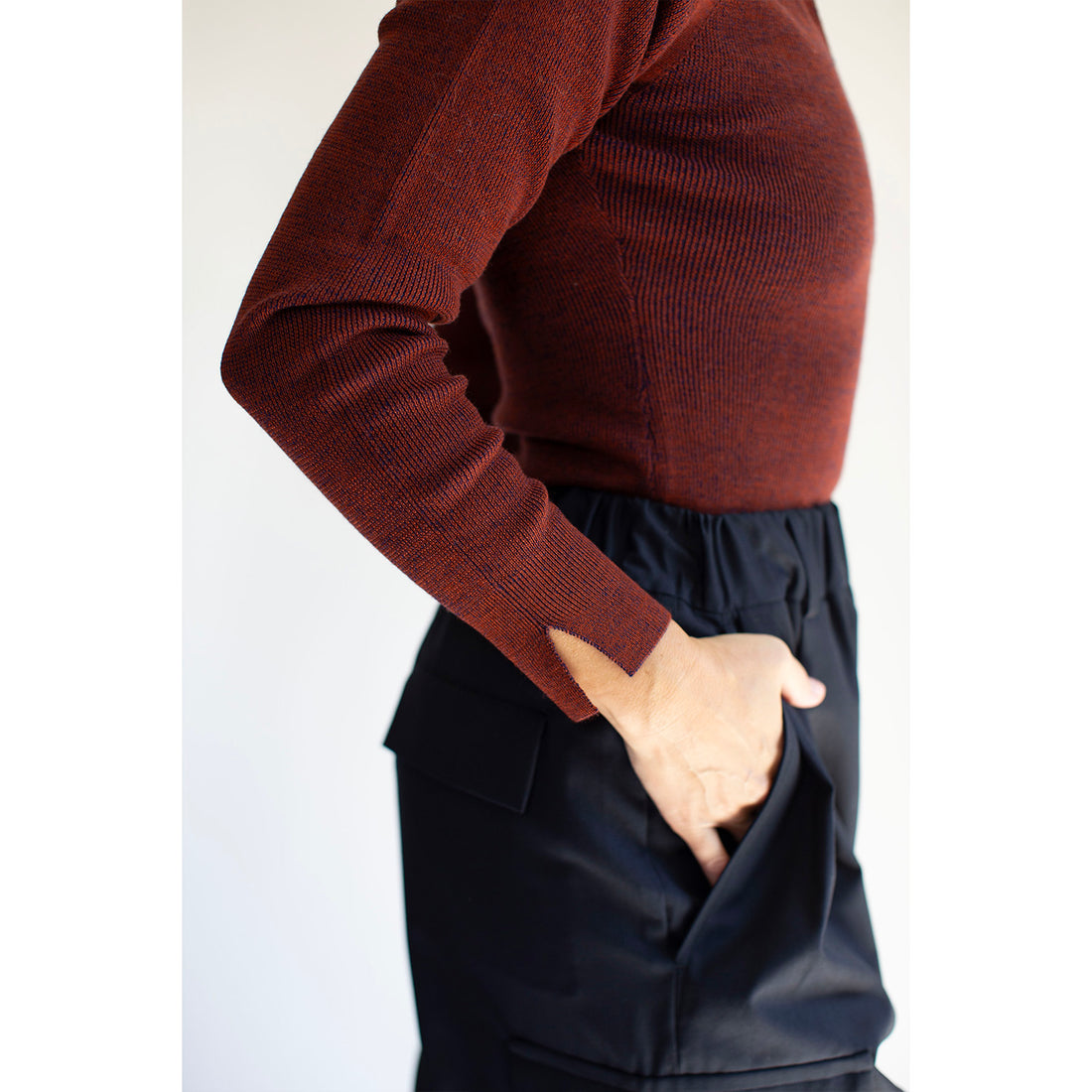 Sayaka Davis Combo Ribbed Polo in Rust x Navy