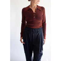 Sayaka Davis Combo Ribbed Polo in Rust x Navy