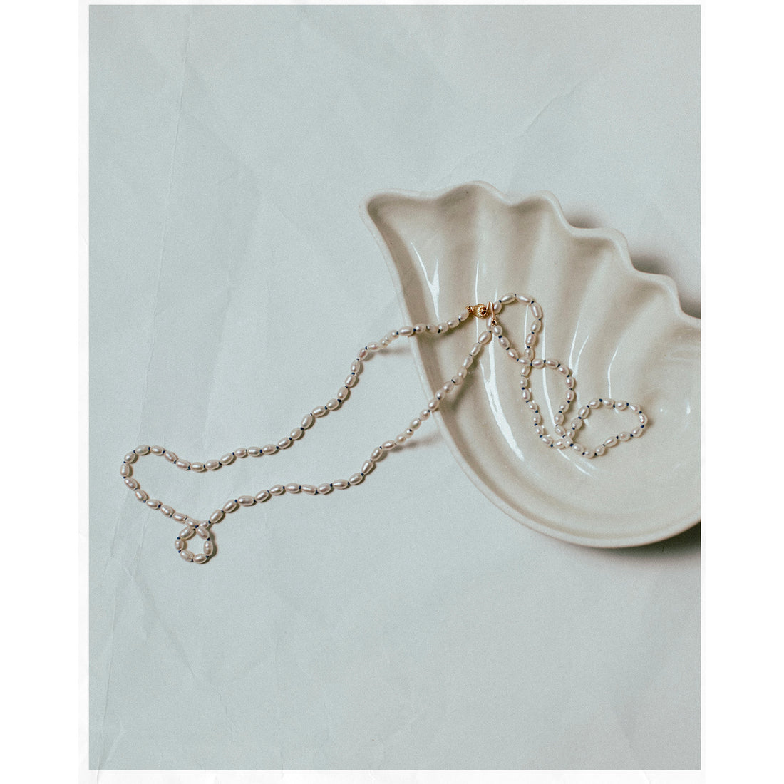 Beatrice Valenzuela Pearl Brujeria Necklace in Blue Silk