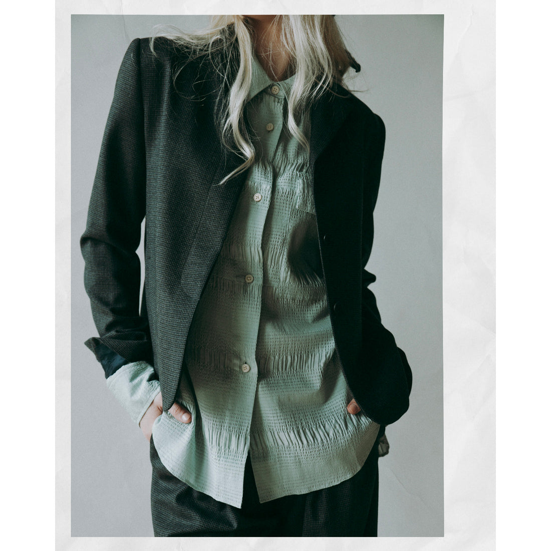 Kallmeyer Iman Shrunken Blazer in Navy Houndstooth