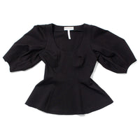 Apiece Apart Bebe Ponte Peplum Top in Black