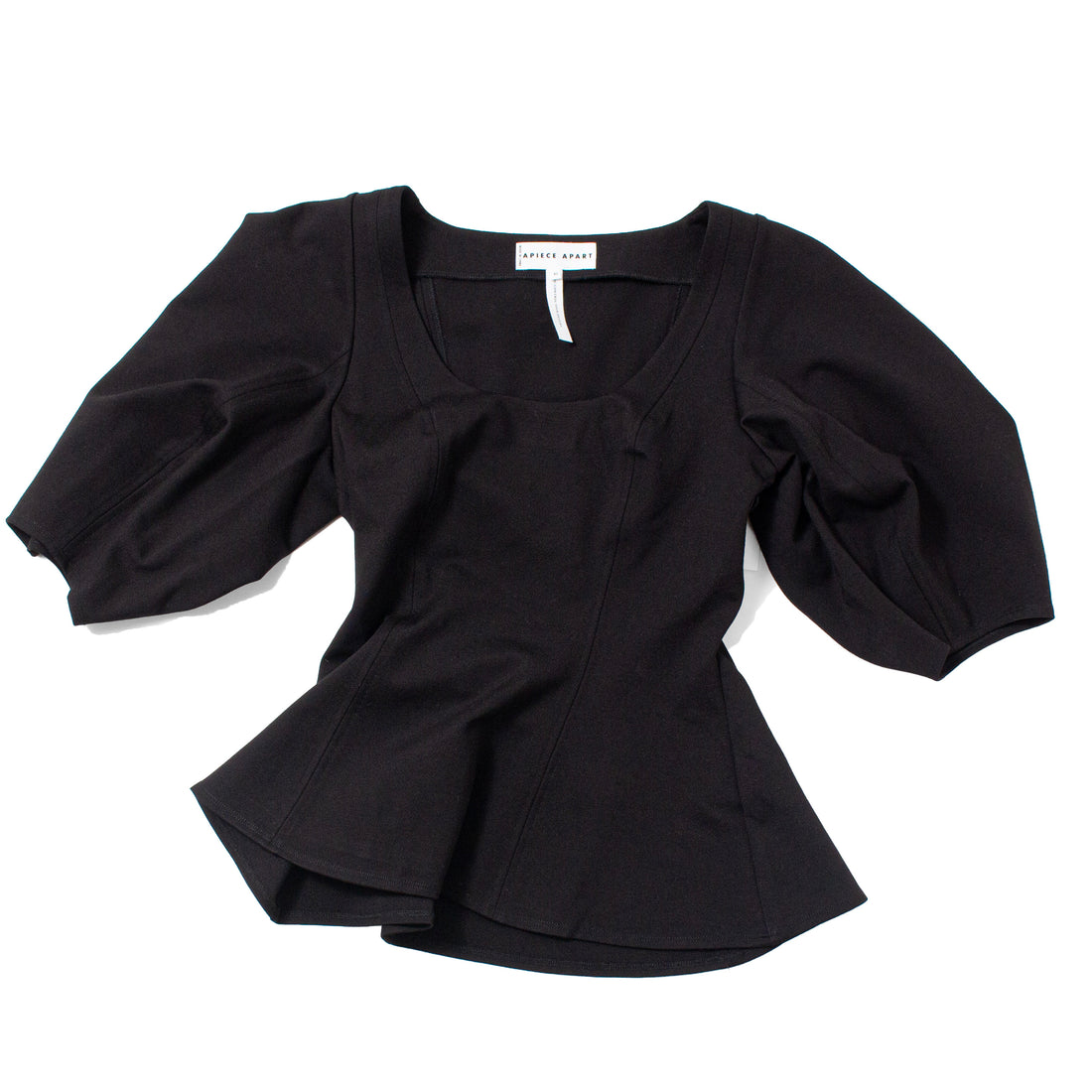 Apiece Apart Bebe Ponte Peplum Top in Black