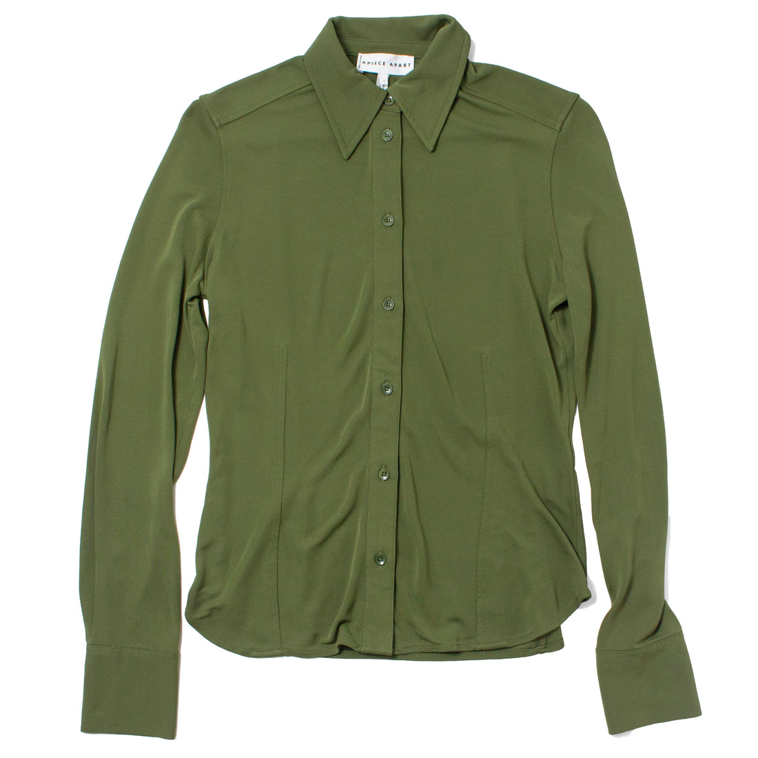 Apiece Apart Merce Slinky Slim Button-Up in Cypress