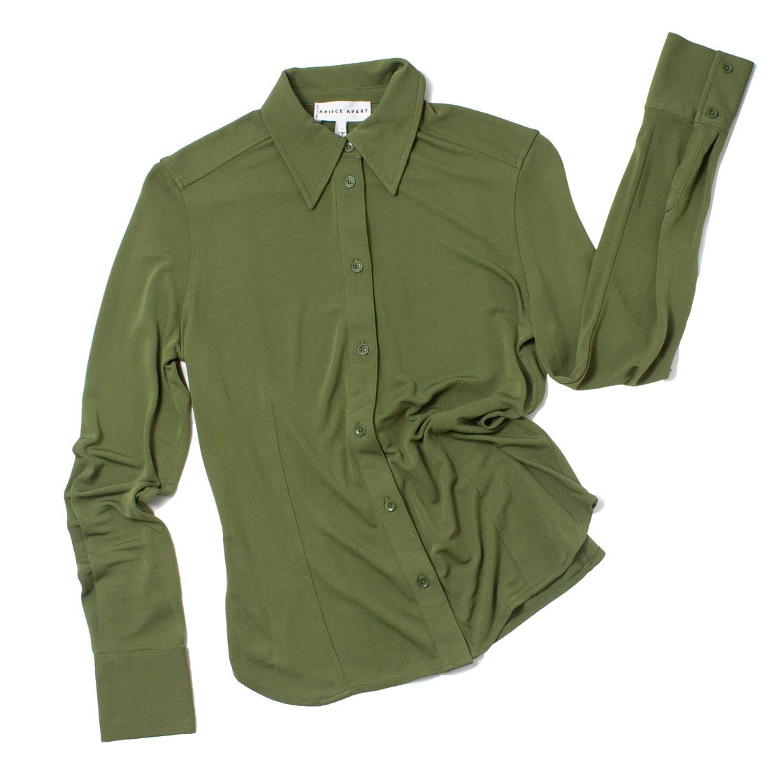 Apiece Apart Merce Slinky Slim Button-Up in Cypress