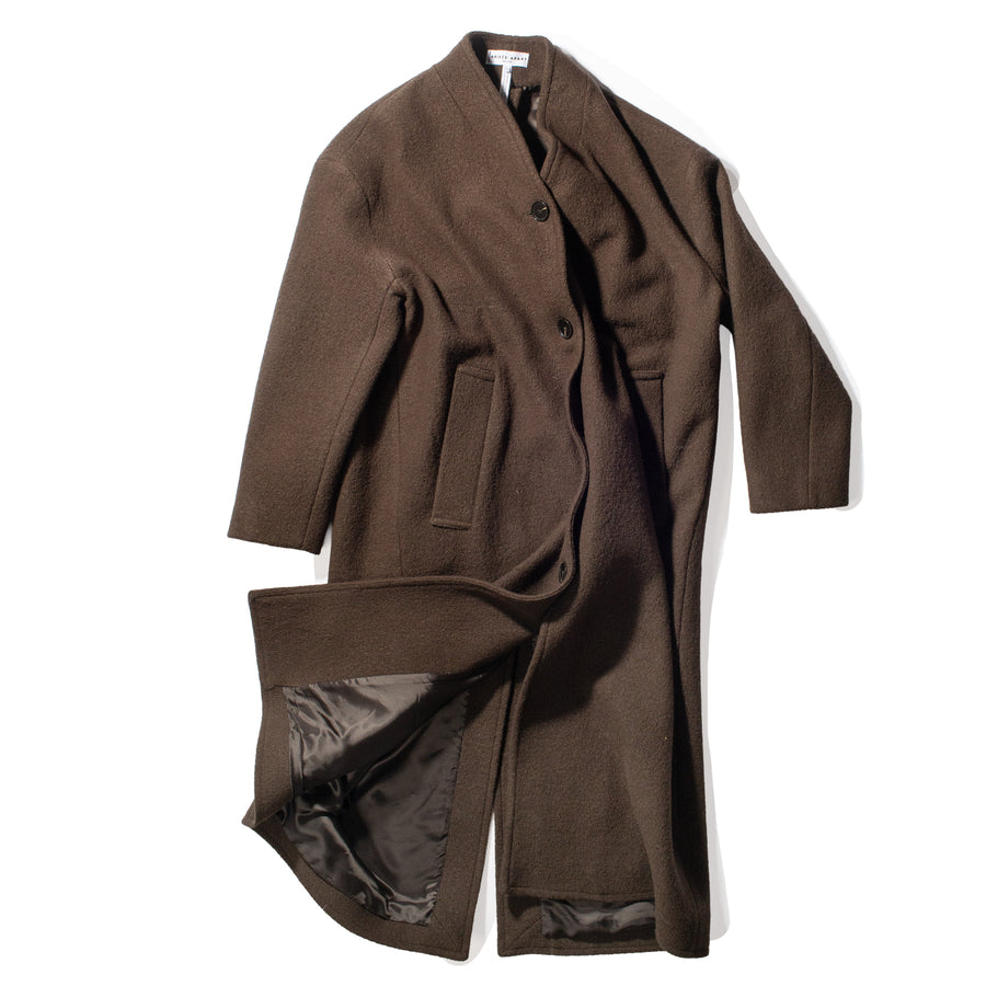Apiece Apart Safaa High Neck Coat in Dark Olive