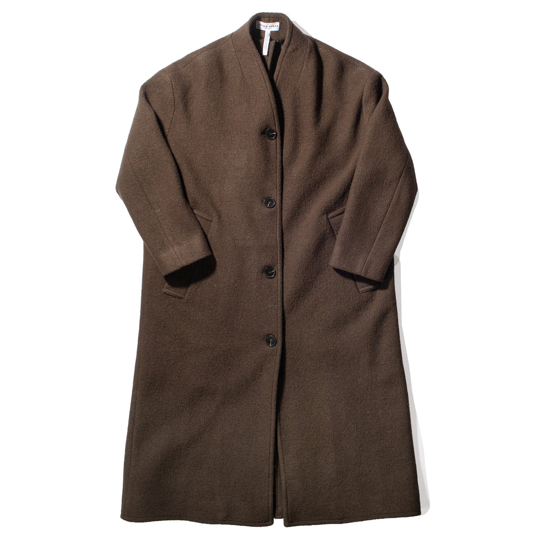 Apiece Apart Safaa High Neck Coat in Dark Olive