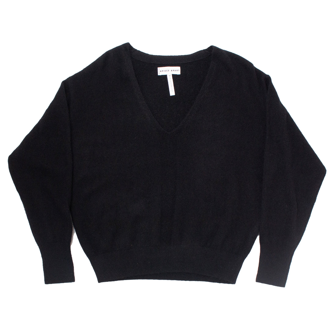 Apiece Apart Softest Silk Cashmere V-Neck in Black