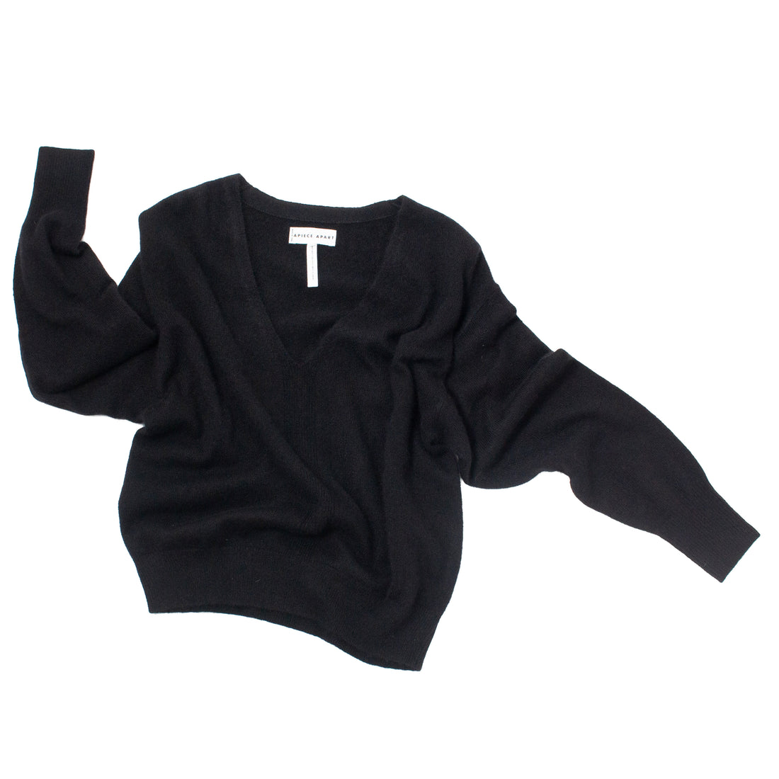 Apiece Apart Softest Silk Cashmere V-Neck in Black