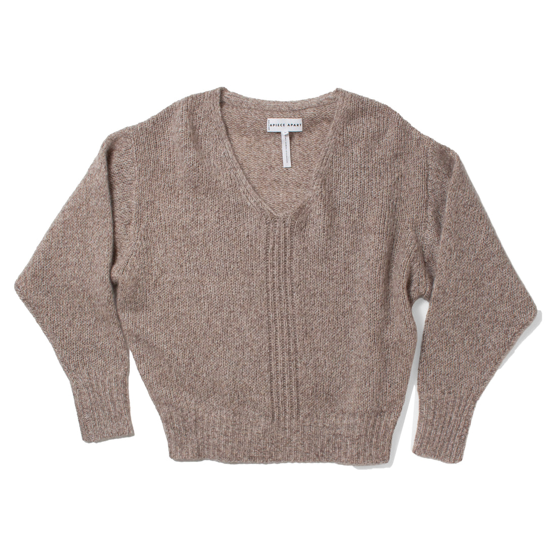 Apiece Apart Softest Silk Cashmere V-Neck in Jute Marl