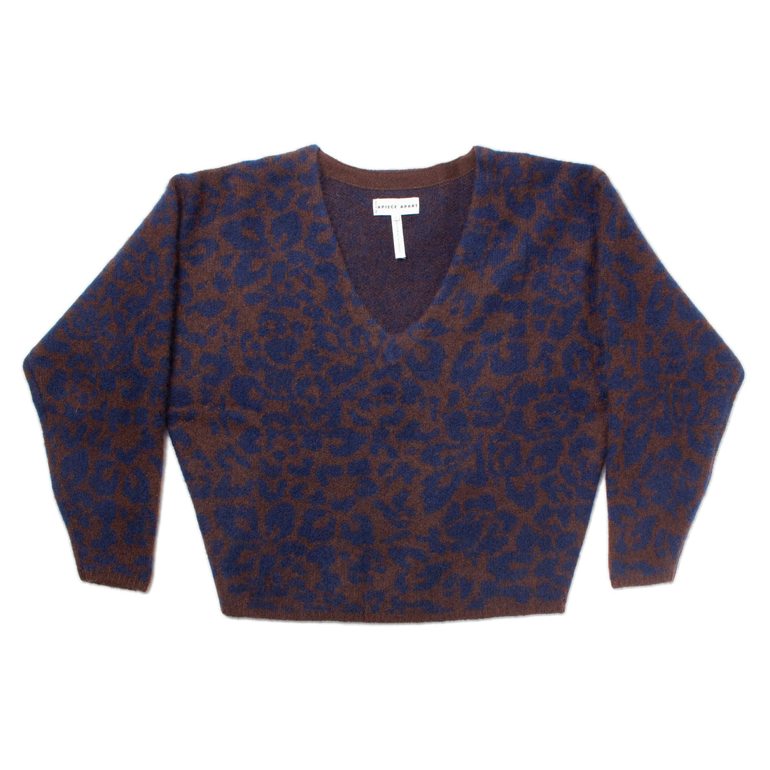Apiece Apart Softest Silk Cashmere V-Neck in Leo Floral Marl