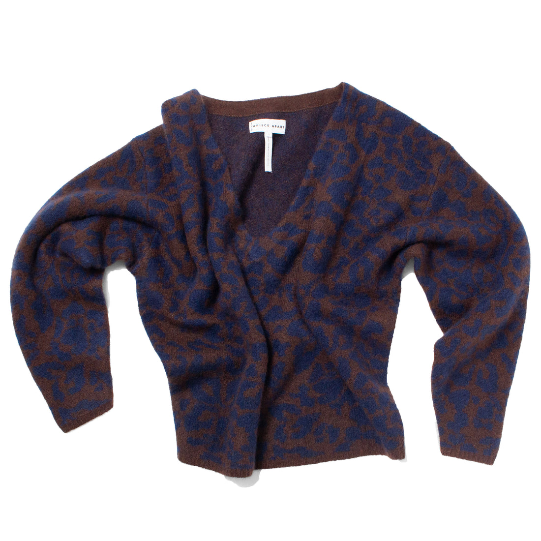Apiece Apart Softest Silk Cashmere V-Neck in Leo Floral Marl