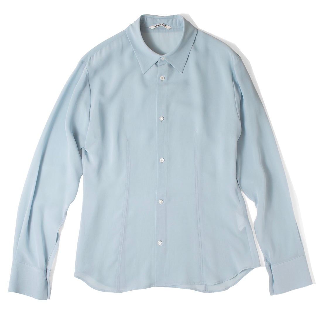 Auralee Airy Silk Georgette Shirt in Light Blue