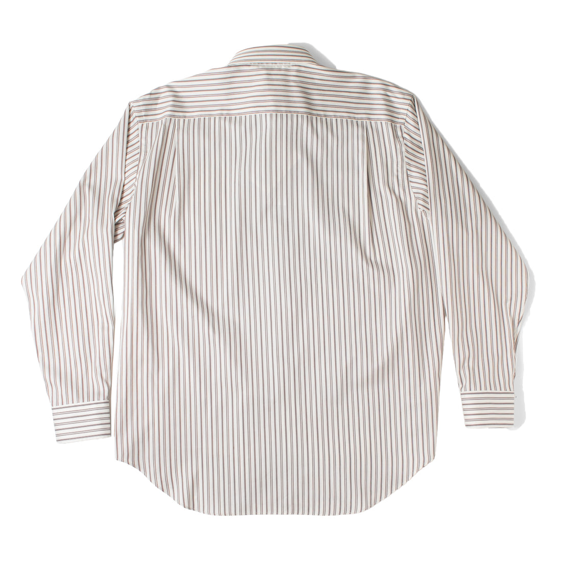 Auralee Cotton Silk Stripe Shirt in Red Brown Stripe