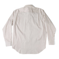 Auralee Cotton Silk Stripe Shirt in Red Brown Stripe