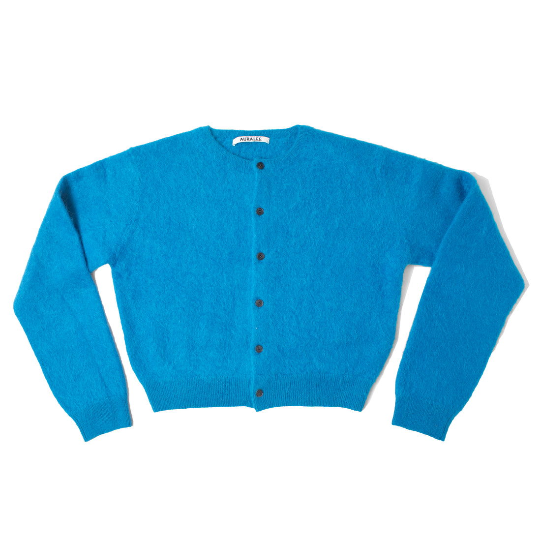 Auralee Garment-Dyed Baby Alpaca Cardigan in Royal Blue