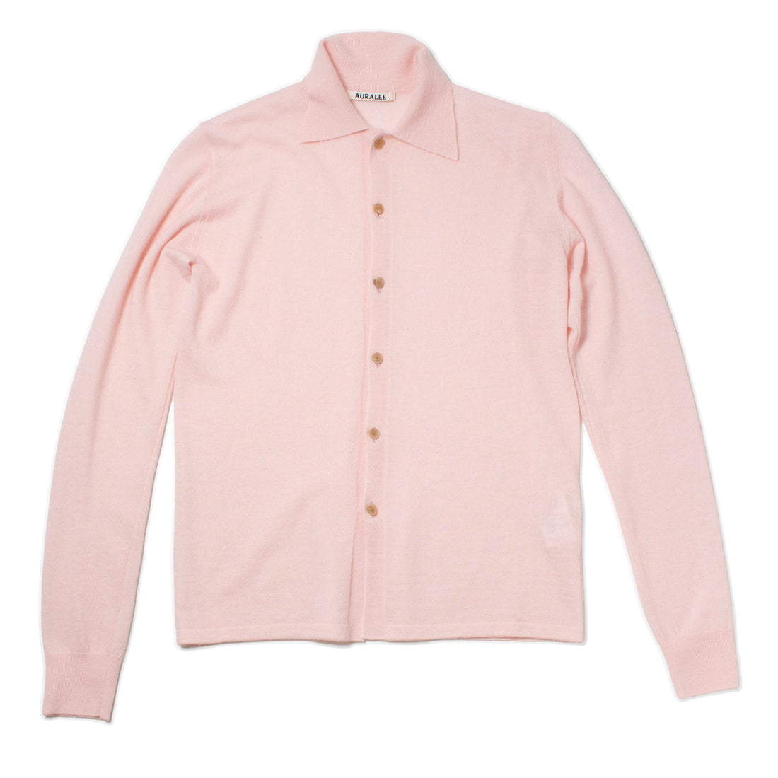Auralee High Gauge Soft Cashmere Cardigan in Light Pink