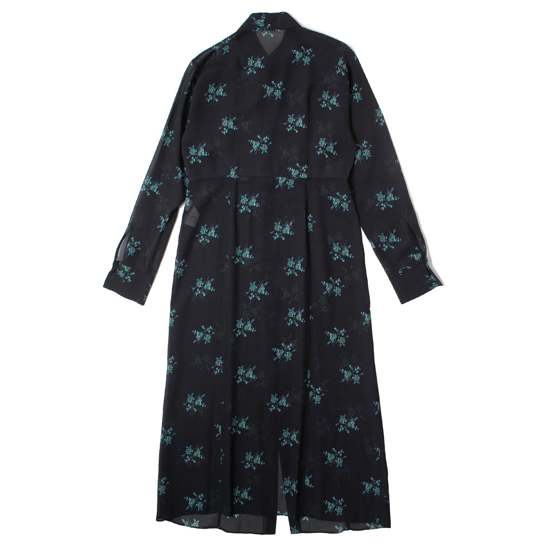 Auralee Printed Airy Silk Georgette Dress in Ink Blue