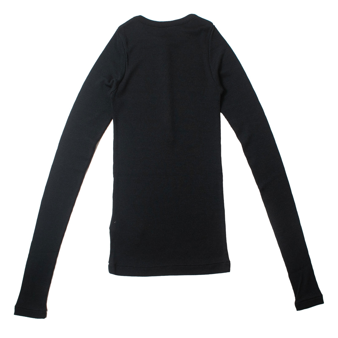 Auralee Wool Silk Soft Rib Henley in Black
