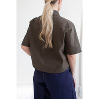 MHL. Cropped Uniform Shirt in Umber Sanded Cotton Poplin