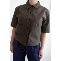 MHL. Cropped Uniform Shirt in Umber Sanded Cotton Poplin