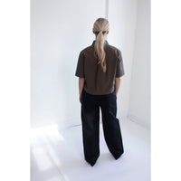 MHL. Cropped Uniform Shirt in Umber Sanded Cotton Poplin