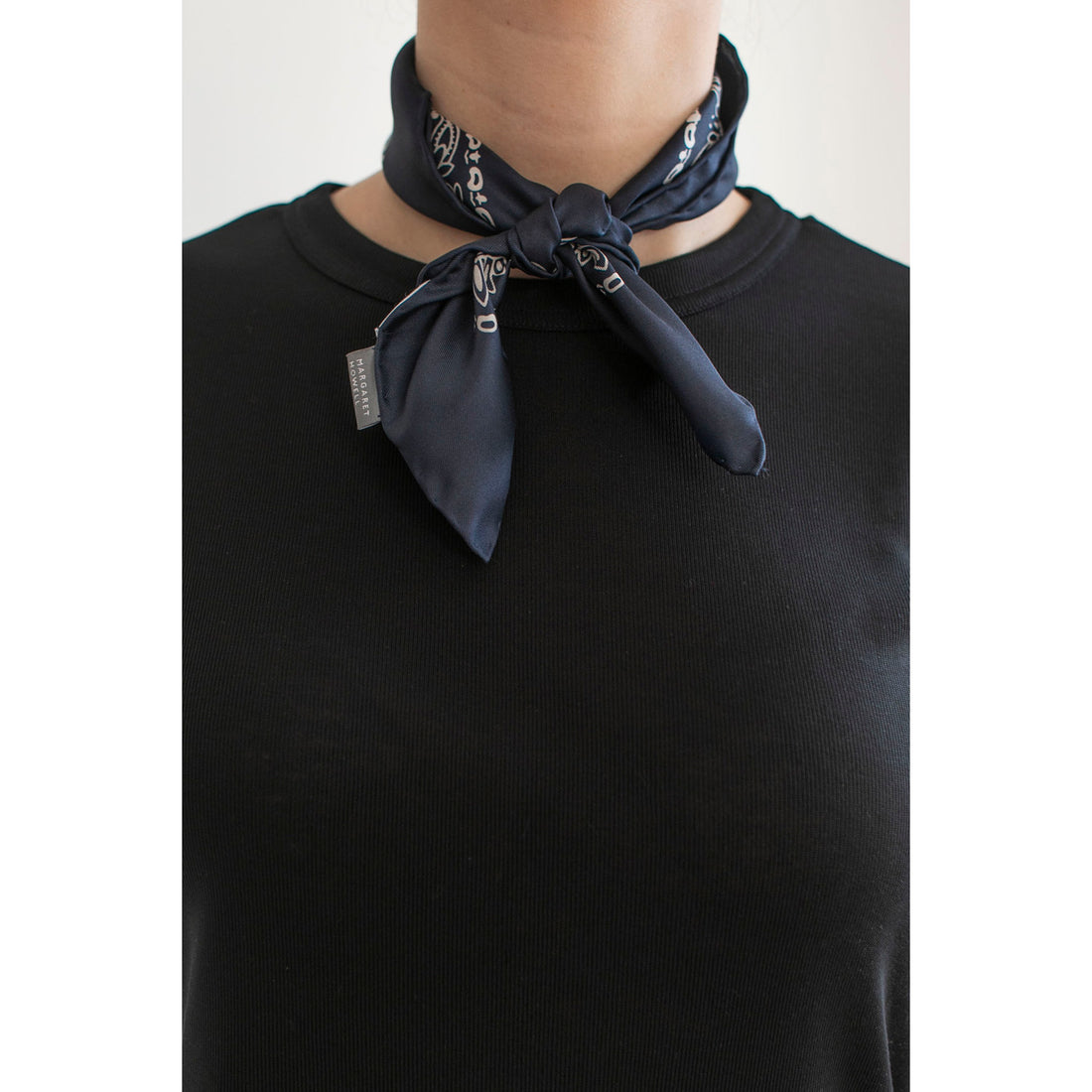 Margaret Howell Paisley Bandana in Navy/Stone Silk