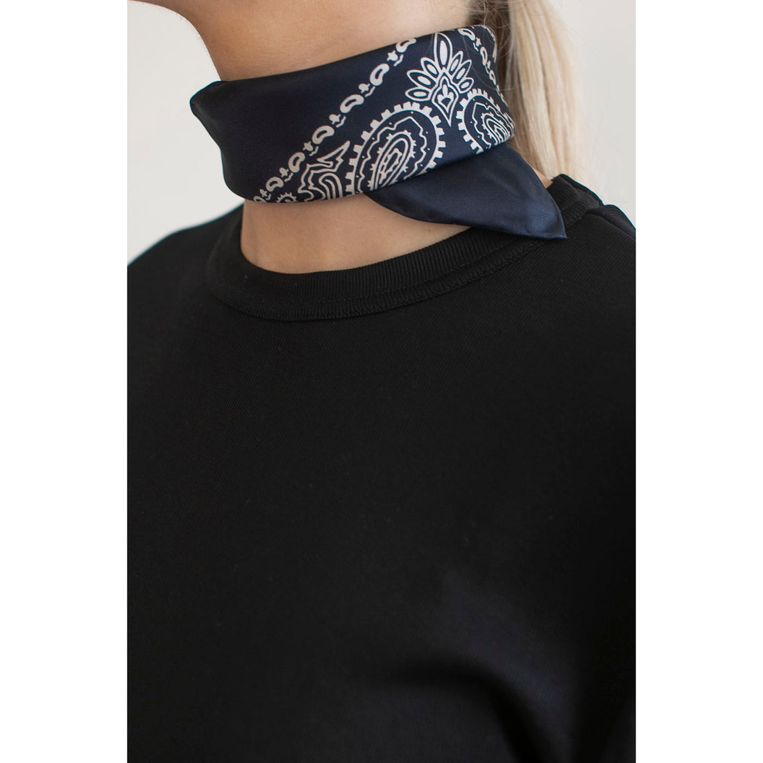 Margaret Howell Paisley Bandana in Navy/Stone Silk