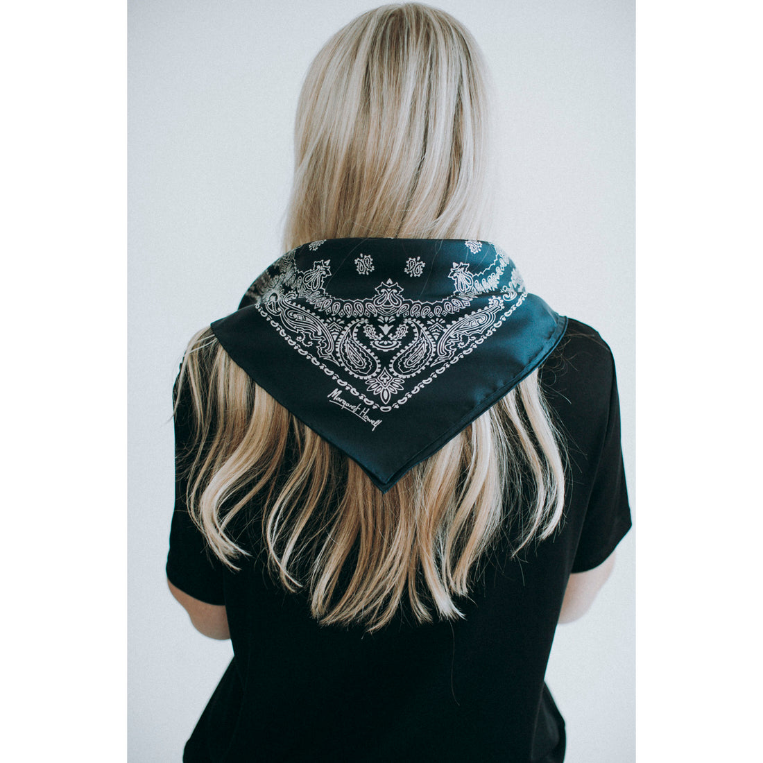 Margaret Howell Paisley Bandana in Navy/Stone Silk