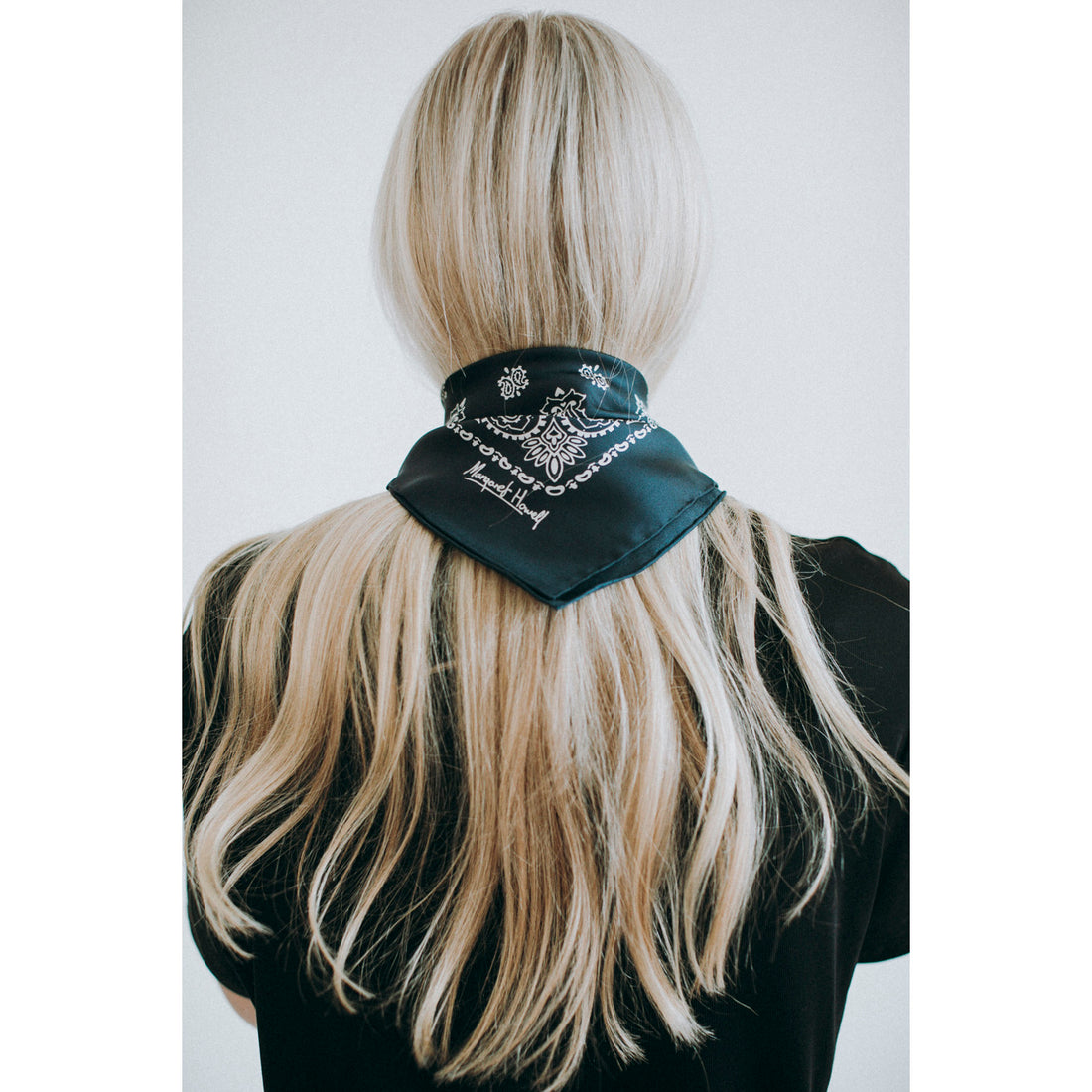Margaret Howell Paisley Bandana in Navy/Stone Silk