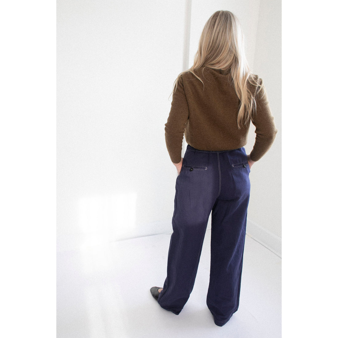 Margaret Howell Small Crew Neck Cardigan in Tobacco Merino Cashmere