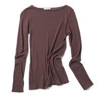 Black Crane Boat Neck L/S in Dark Plum