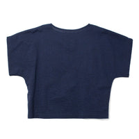 Black Crane Box Top in Micro Wave Texture Navy