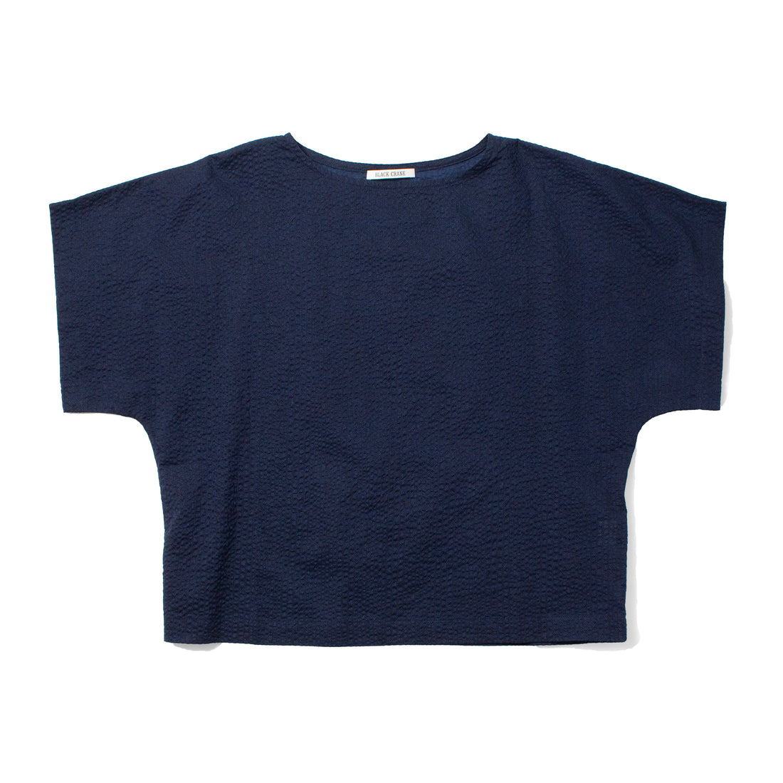 Black Crane Box Top in Micro Wave Texture Navy