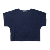 Black Crane Box Top in Micro Wave Texture Navy