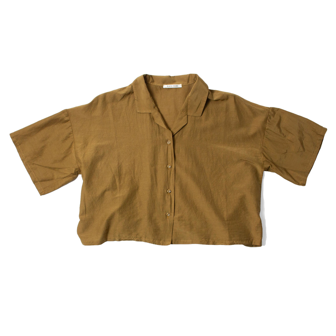 Black Crane Cropped Shirt in Olive