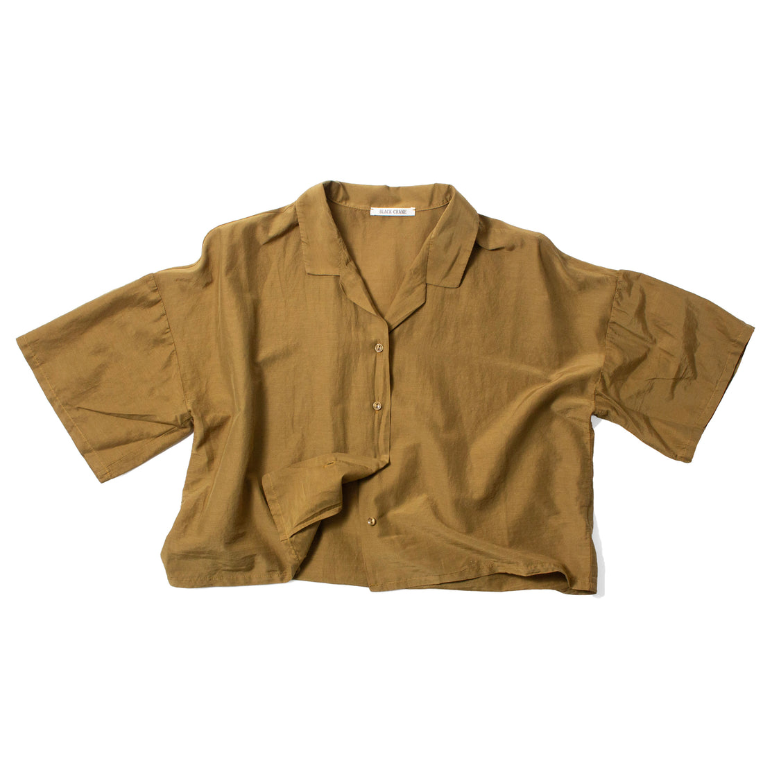 Black Crane Cropped Shirt in Olive