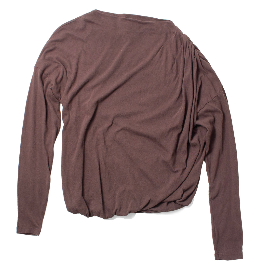 Black Crane Double Layer Draped Top in Dark Plum